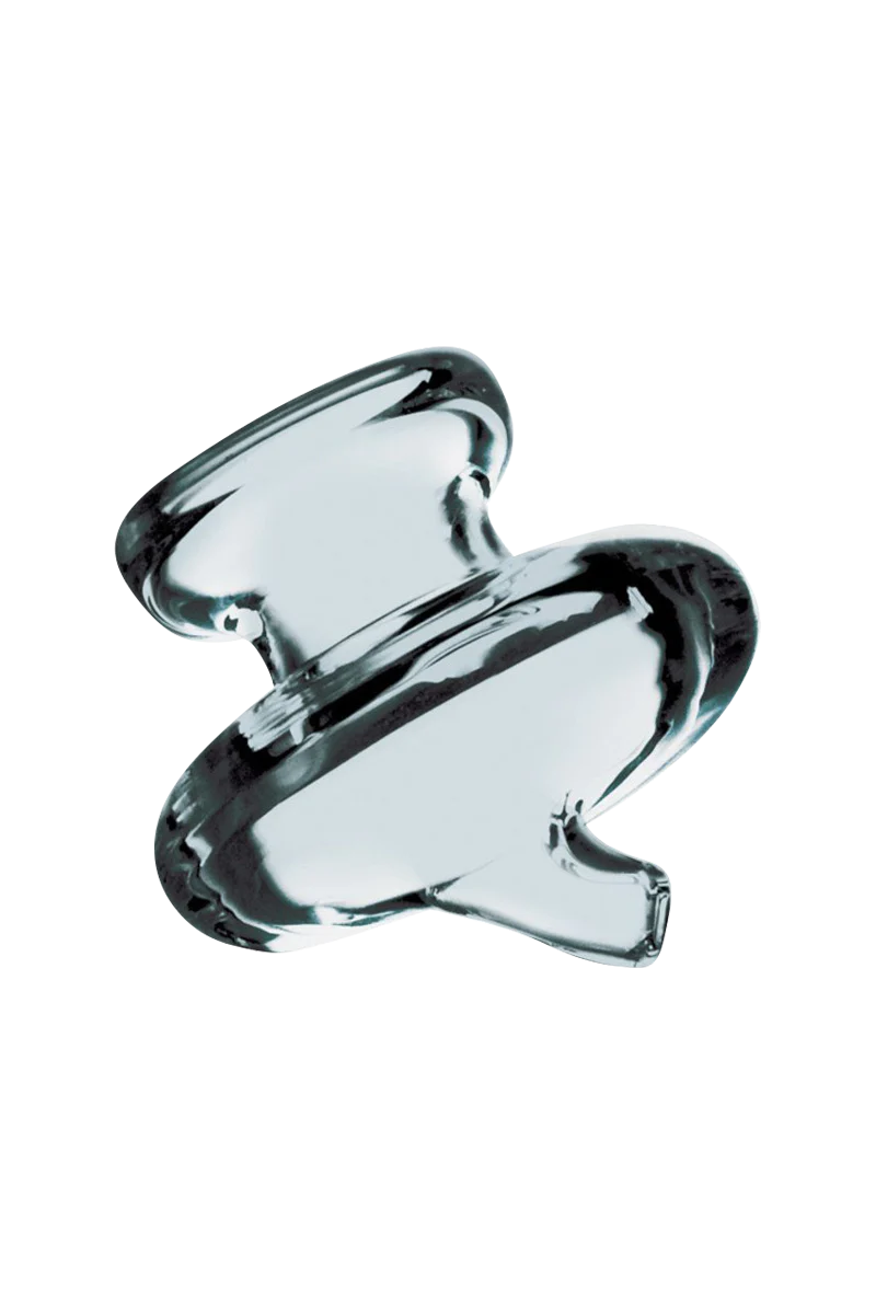 Pulsar RoK Oil Carb Cap made of Borosilicate Glass, 29mm diameter, angled view on white background