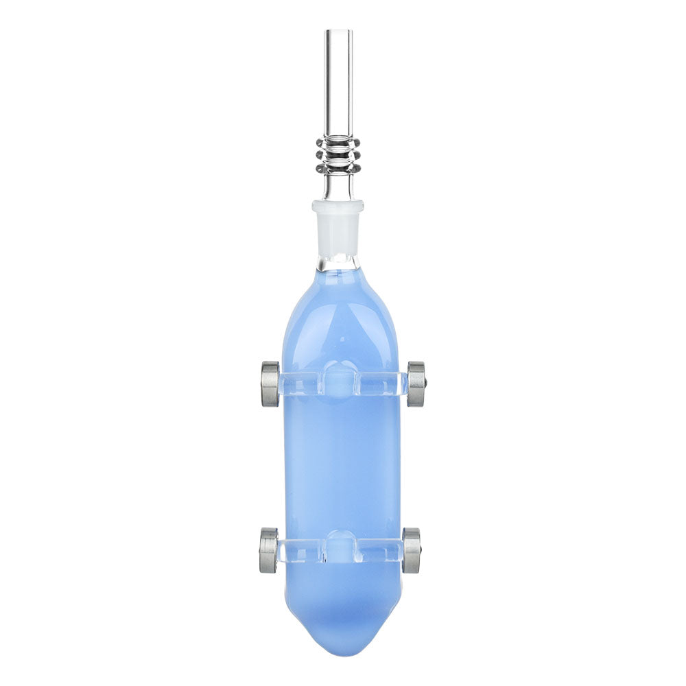 Pulsar Skateboard Dab Straw & Dish Set with Quartz Tip, Front View on White Background