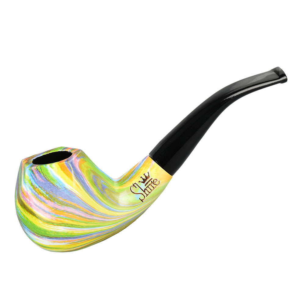 Pulsar Shire Pipes Bent Brandy Rainbow Tobacco Pipe, 5.9" Wooden Spoon Pipe, Side View