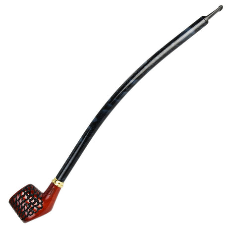 Pulsar Shire Pipes 15" Curved Cherry Wood Tobacco Pipe with Intricate Engraving