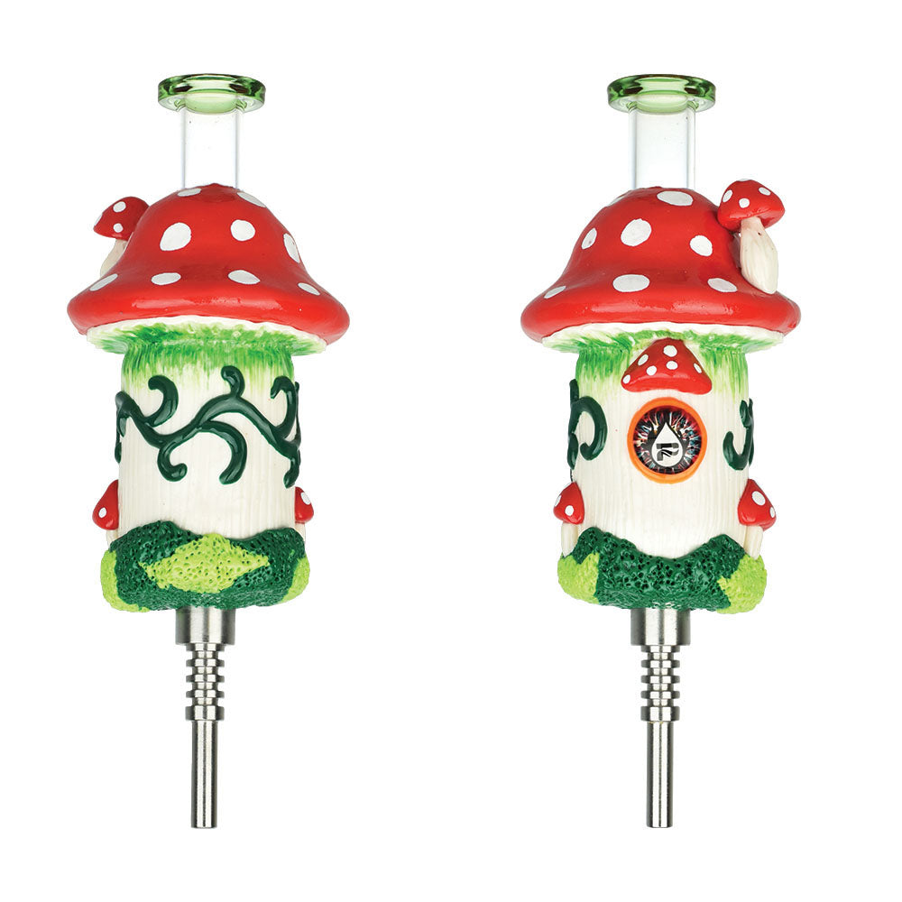 Pulsar Shroom House Vapor Vessel with Titanium Tip, Borosilicate Glass, 8.75" Tall - Front View