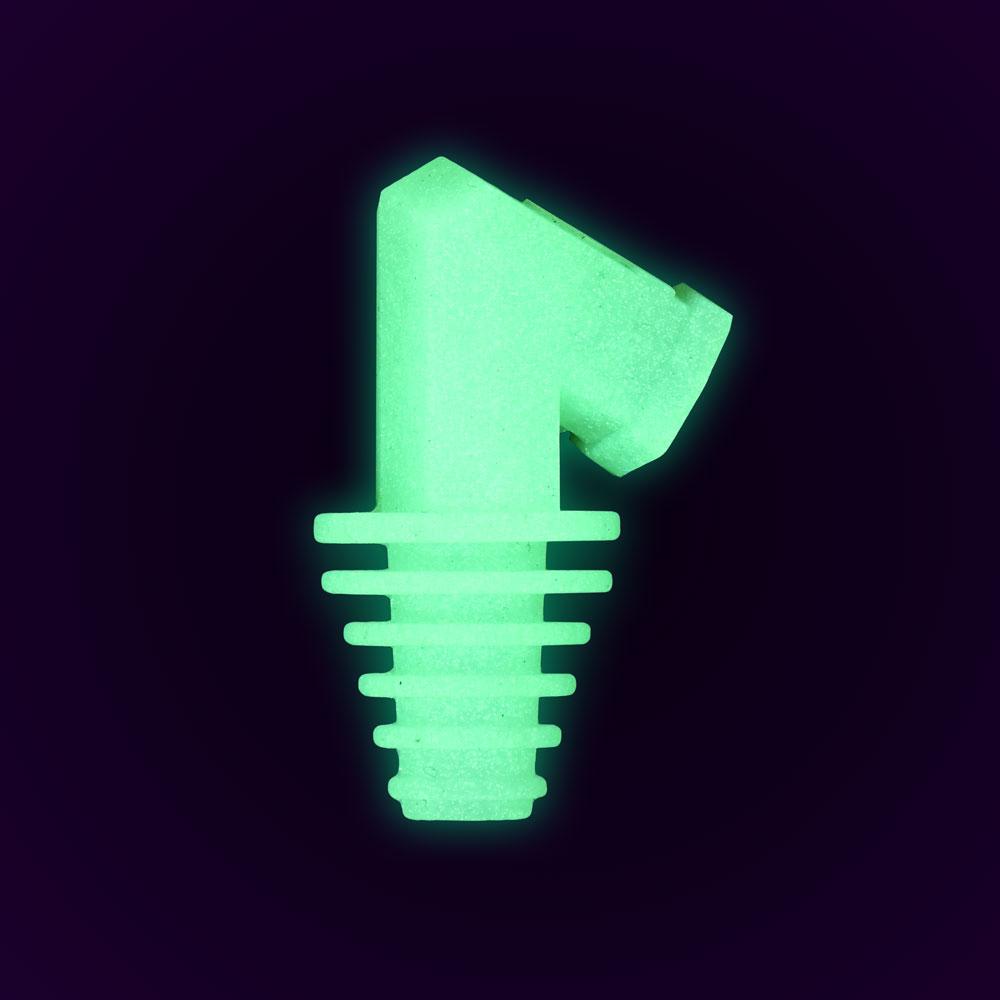 Pulsar Silicone Cart Rig Adapter in glow-in-the-dark black, angled view, for dab rig customization