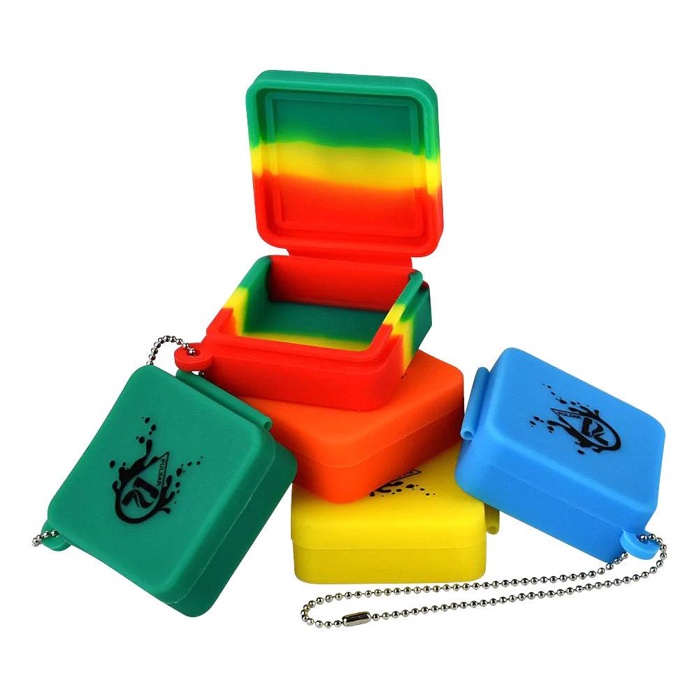 Assorted Pulsar Silicone Dab Slab Containers, 9mL, compact and portable, 30 pack, open and closed views