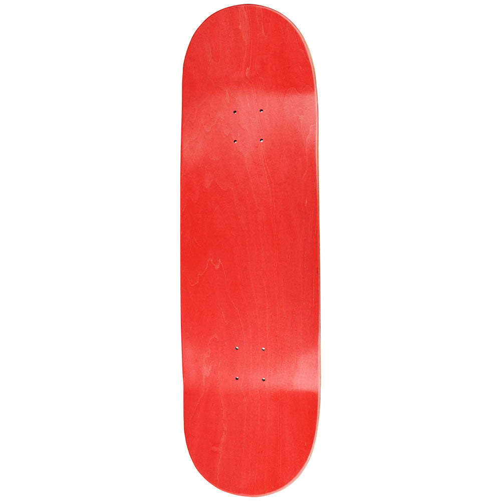 Pulsar SK8 Deck in Garden of Cosmic Delights design, 32.5" x 8.5", vibrant red with wood grain, top view