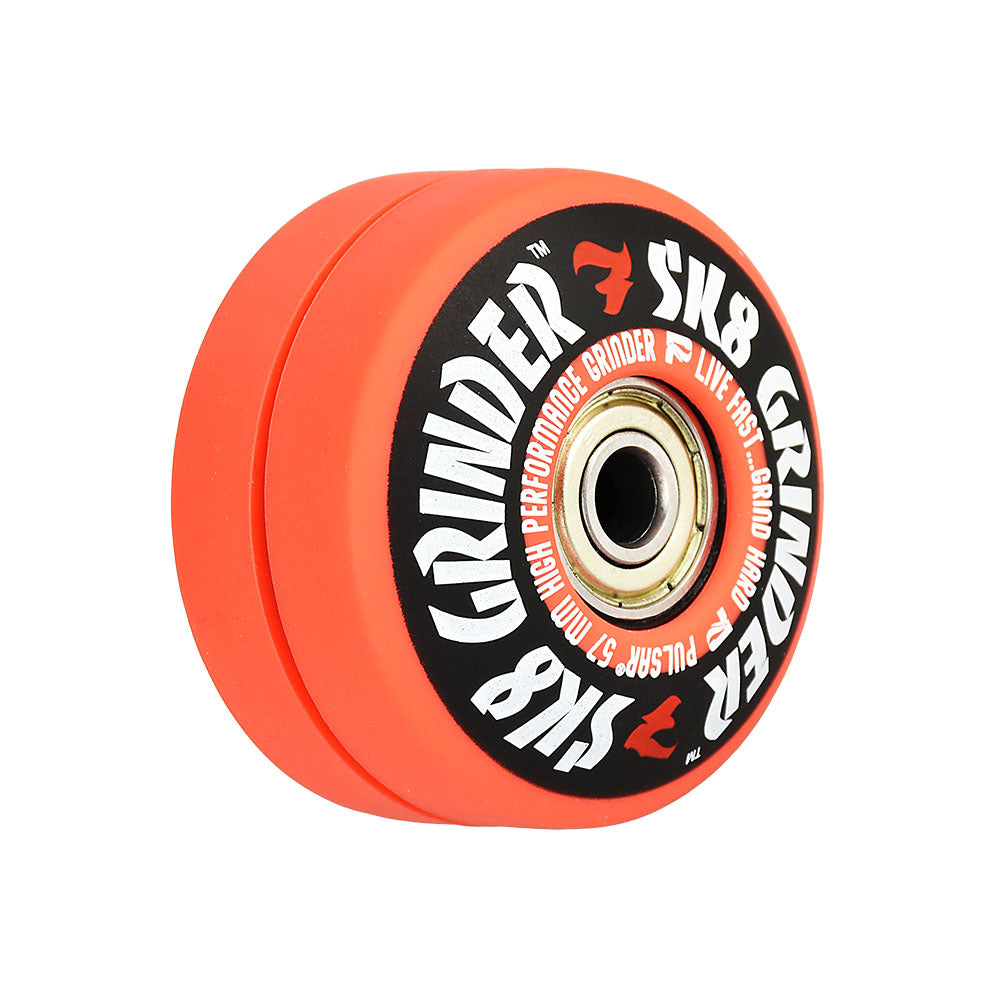 Pulsar SK8 Grinder in Rippin' Red, compact 2.2" metal herb grinder, front view on white background