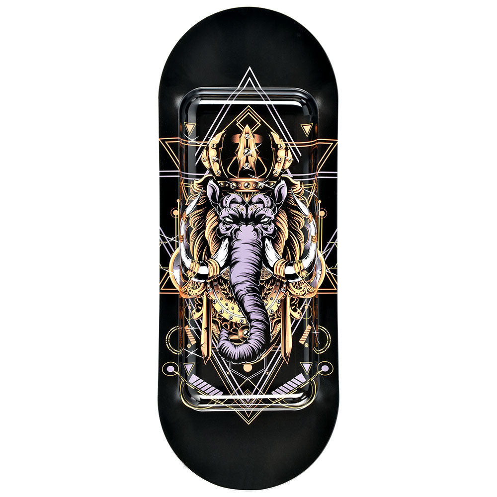 Pulsar SK8Tray Metal Rolling Tray with King Mammoth design, Large Size, Top View