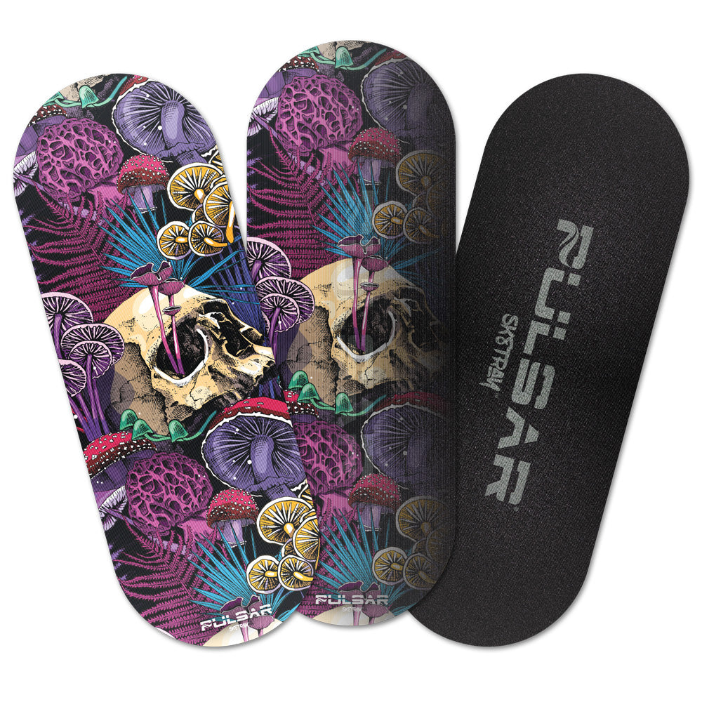 Pulsar SK8Tray Rolling Tray w/ 3D Lid, Large Metallic 'Forgotten Trip' Design, Top & Side Views