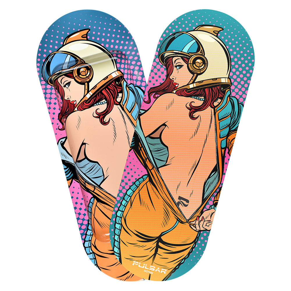 Pulsar SK8Tray Rolling Tray with Vibrant 3D Zero-G Strip Design, Large Metal Build, 7.25"x19.75" Top View