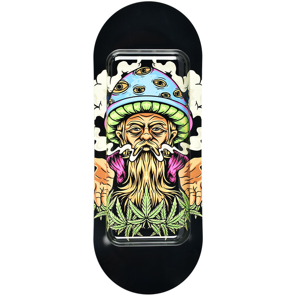 Pulsar SK8Tray Rolling Tray w/ Colorful 3D Lid, Herbal Wisdom Design, Large Metal