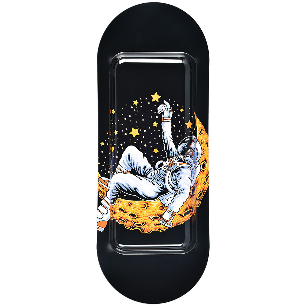 Pulsar SK8Tray Rolling Tray with 3D Star Reacher Design, Large Metal Build, Top View