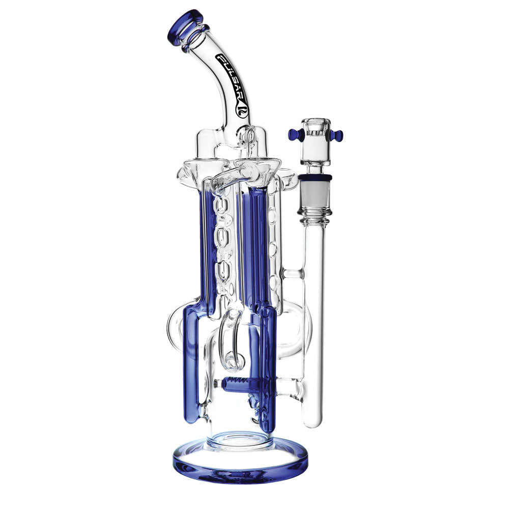 Pulsar Space Station Recycler Water Pipe, 13.5" tall, 14mm female joint, assorted colors, front view