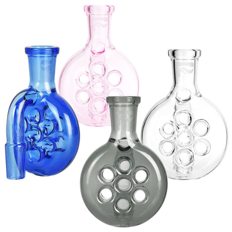 Pulsar Swiss Perc Dry Ash Catchers in various colors with 90-degree joint angle, made of borosilicate glass
