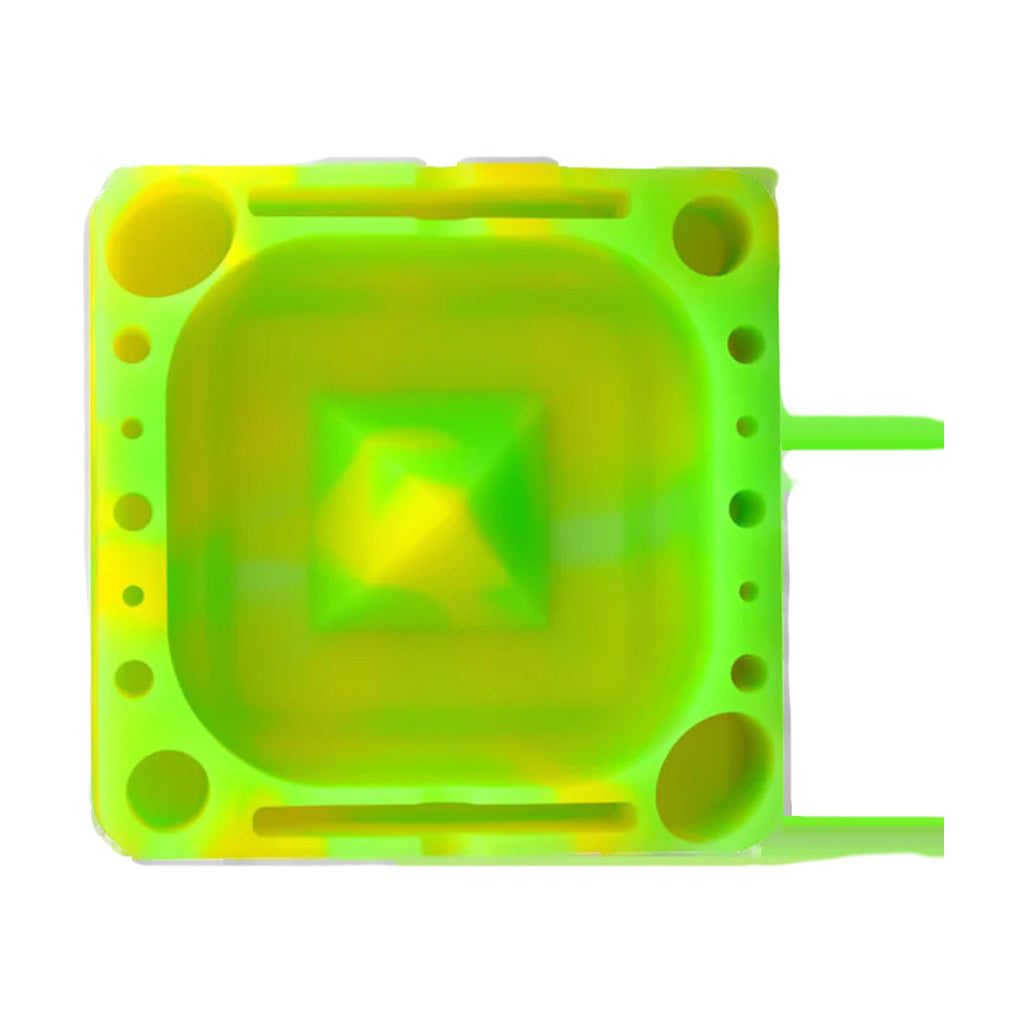 Pulsar Tap Tray in vibrant green silicone, ideal for rolling concentrates and dry herbs, top view