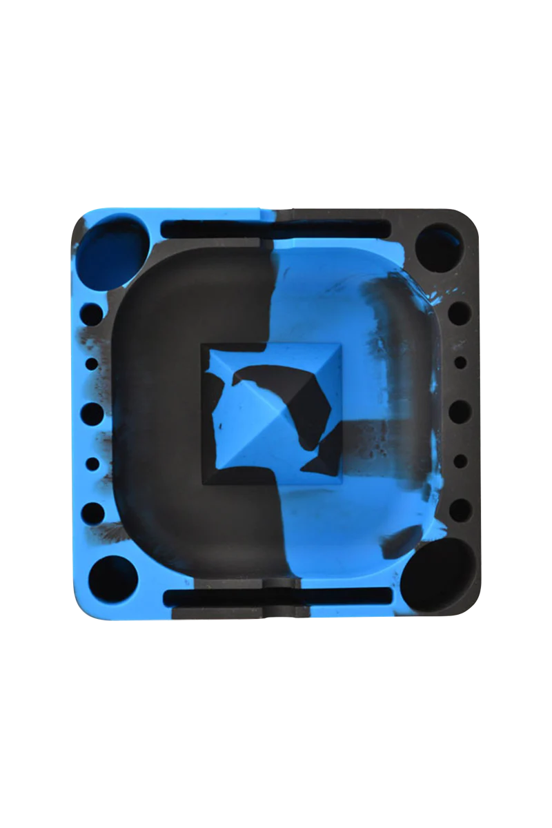 Pulsar Tap Tray in blue silicone, 5.25" x 5.25", versatile for dry herbs and concentrates