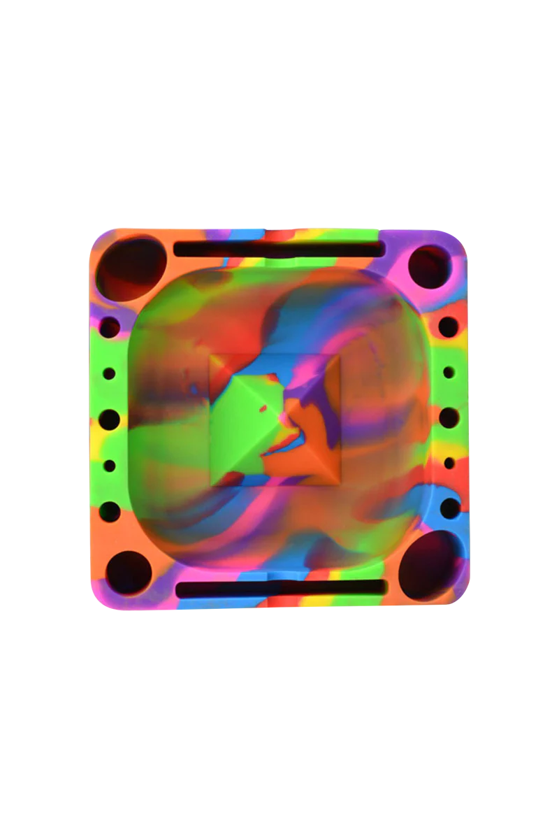 Pulsar Tap Tray in vibrant silicone, ideal for concentrates and dry herbs, top view, 5.25" x 5.25"