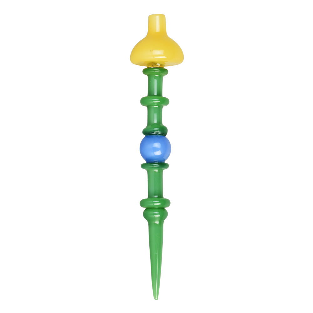 Pulsar Terp Sauce Carb Cap Dabber with colorful borosilicate glass on white background
