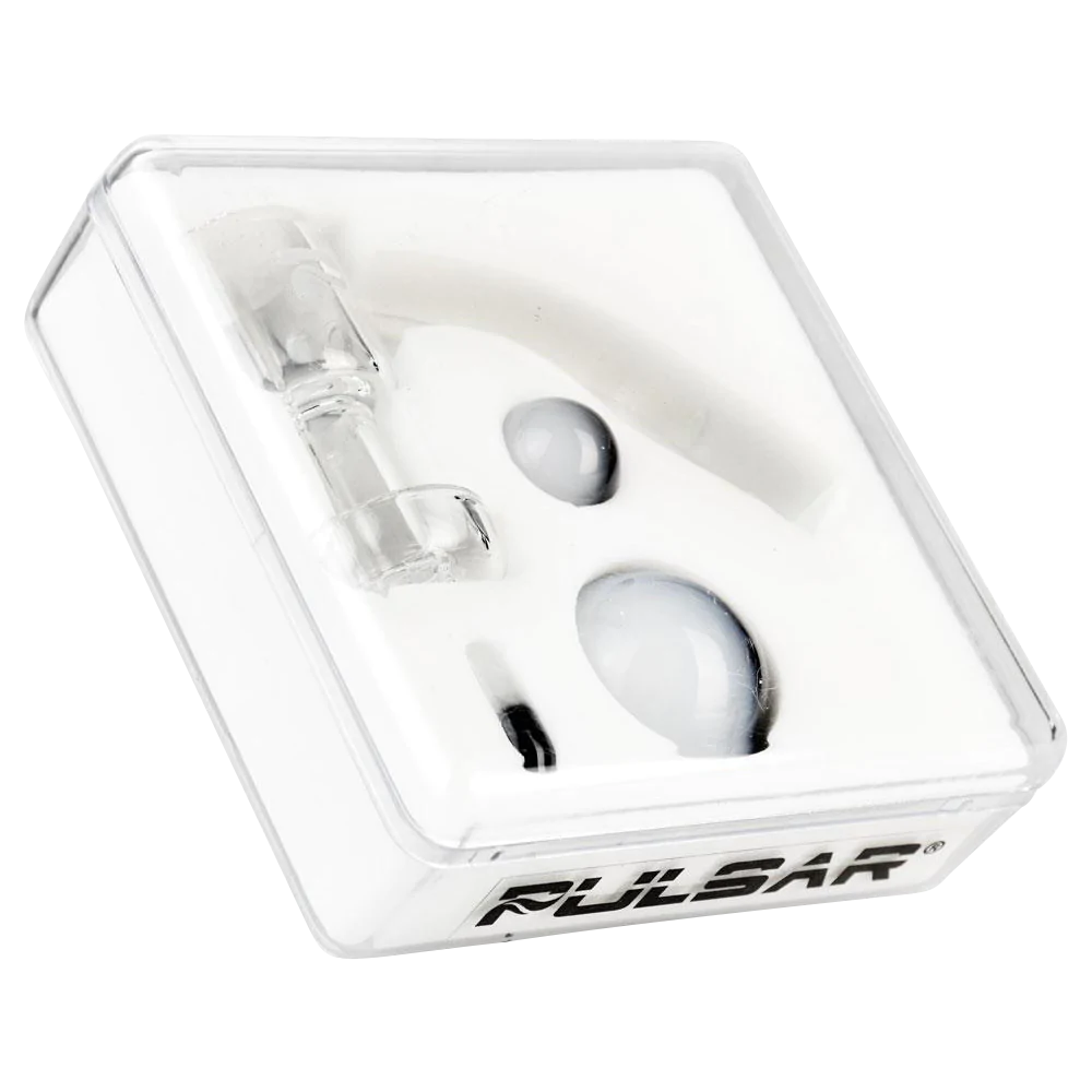 Pulsar Terp Slurper Set with Quartz Banger and Marble Caps, 45 Degree Joint Angle