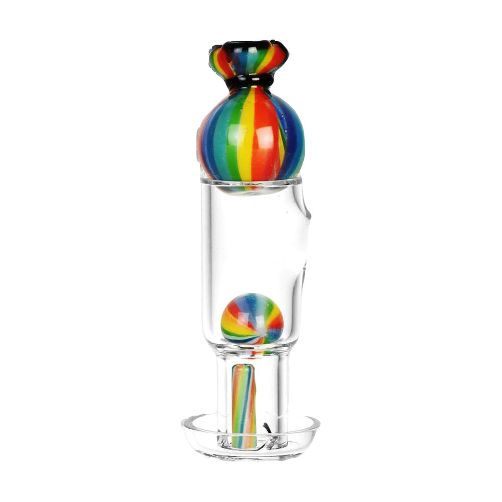 Pulsar Terp Slurper Set with Multi-Striped Borosilicate Glass, Side View