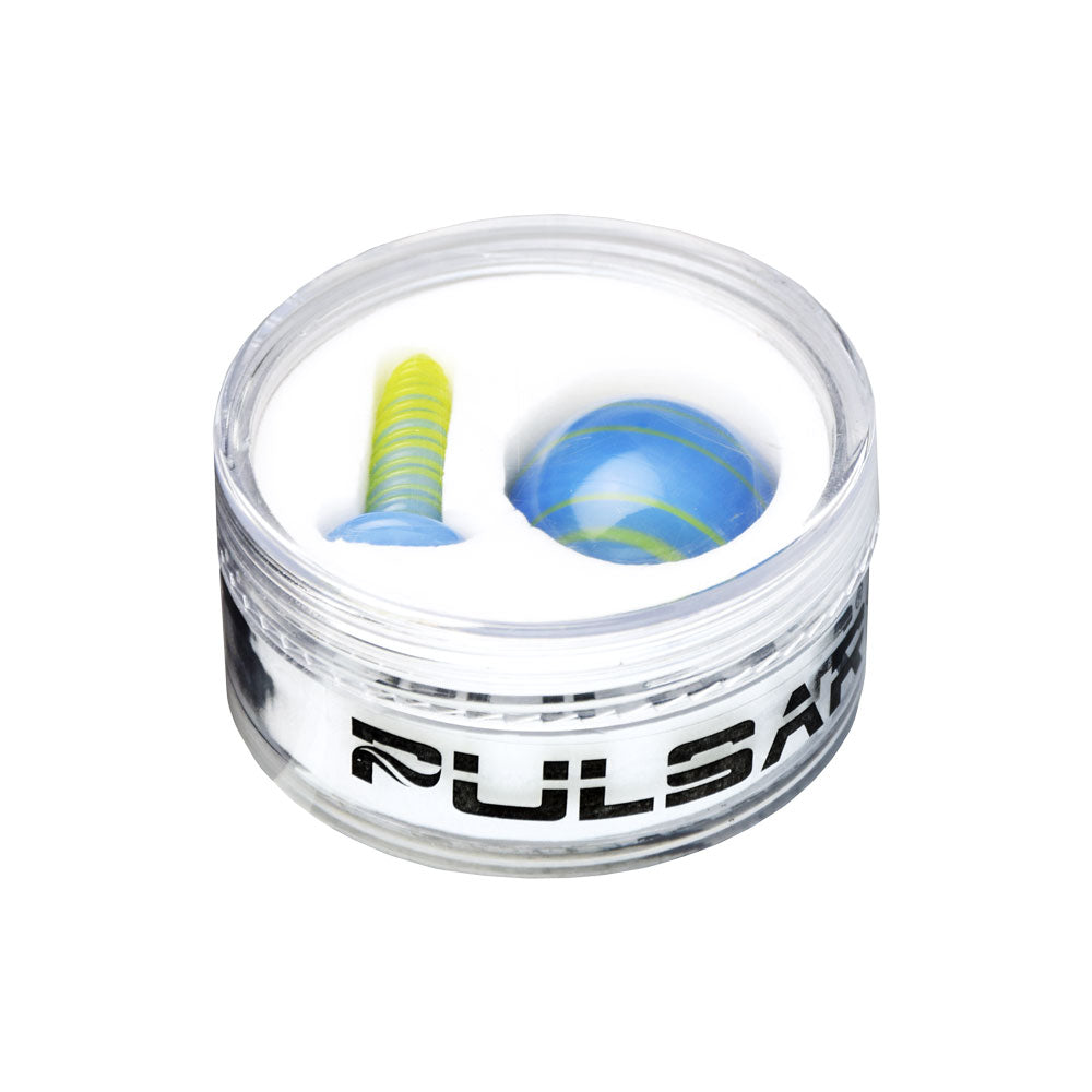Pulsar Clear Borosilicate Glass Terp Slurper Screw & Marble Set for Dab Rigs, Top View