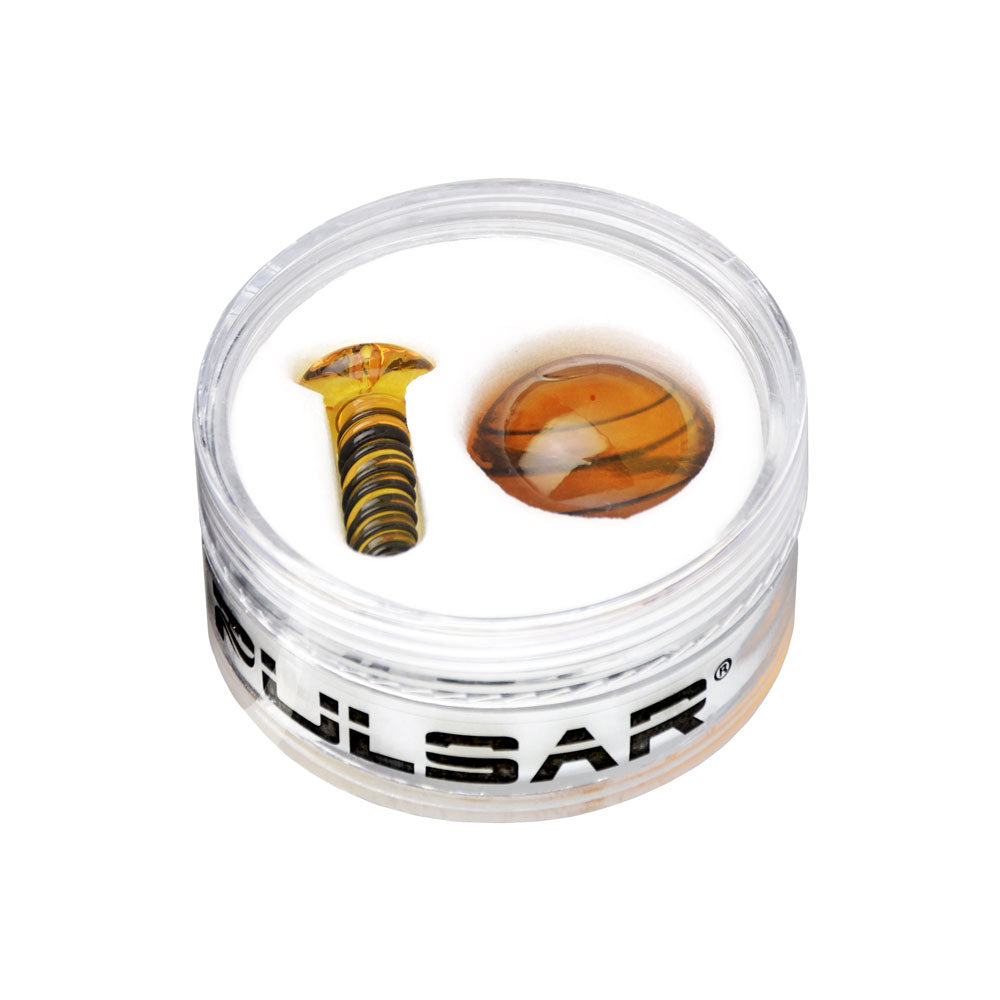 Pulsar Clear Borosilicate Glass Terp Slurper Set with Screw & Marble for Dab Rigs, Top View