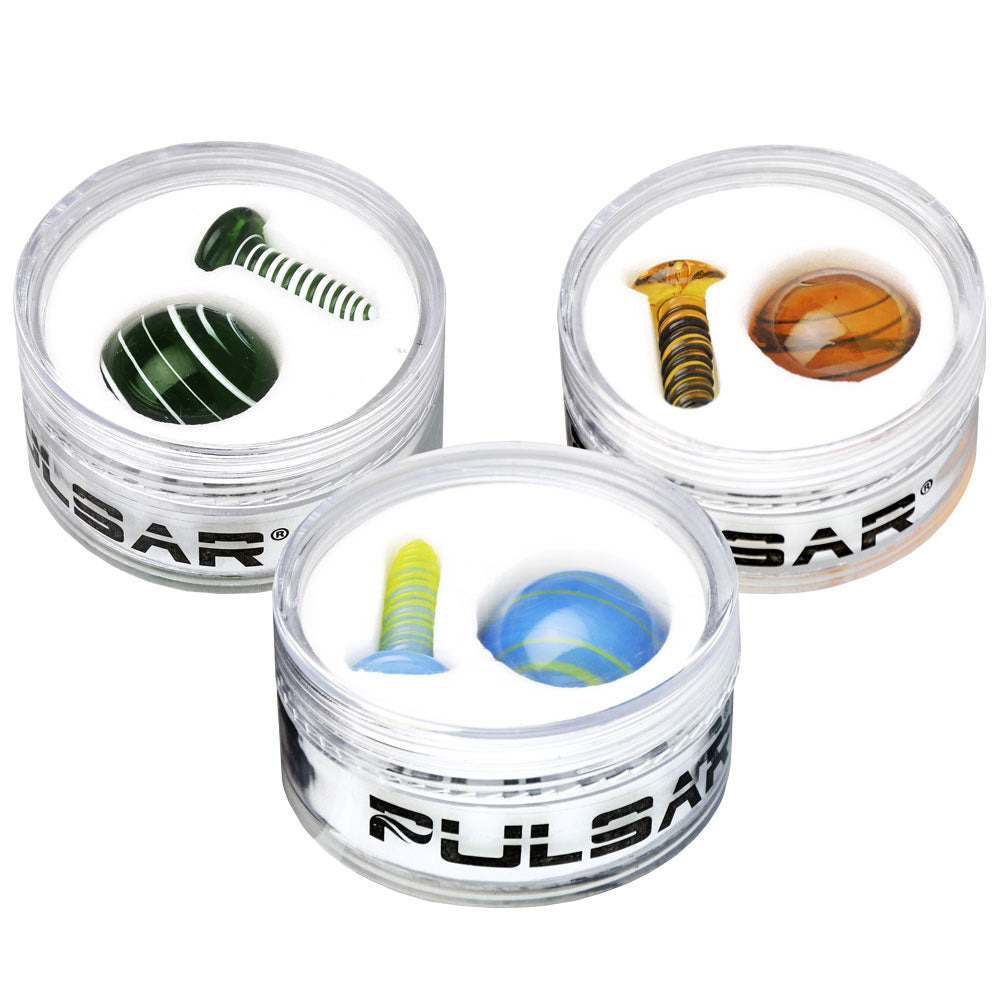 Pulsar Terp Slurper Screw & Marble Set for Dab Rigs, Clear Borosilicate Glass, Top View