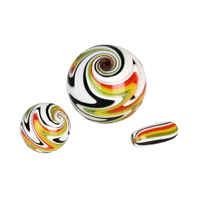 Pulsar Terp Slurper Wig Wag Set with colorful swirl design, high-quality borosilicate glass
