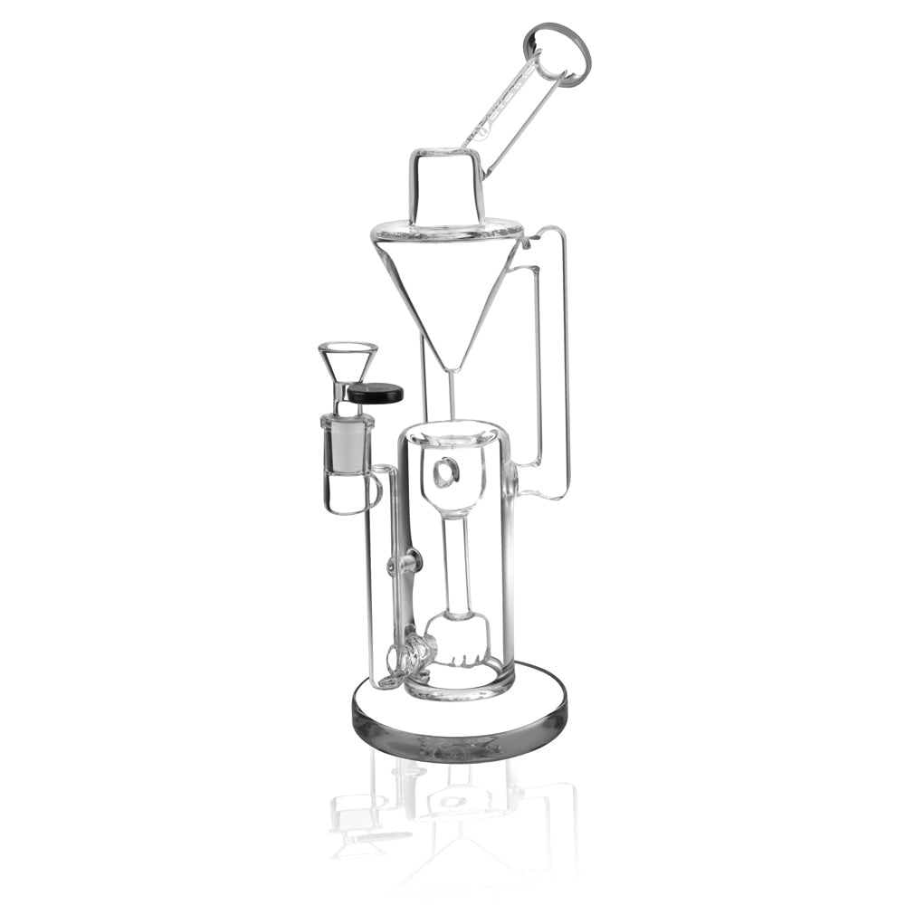 Pulsar Thinker Gravity Recycler Water Pipe, 13 inch, 14mm Female, clear borosilicate glass, front view