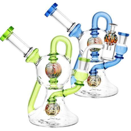 Pulsar 7" Recycler Dab Rigs with Ball Cap, 14mm Female Joint, Front View on White Background