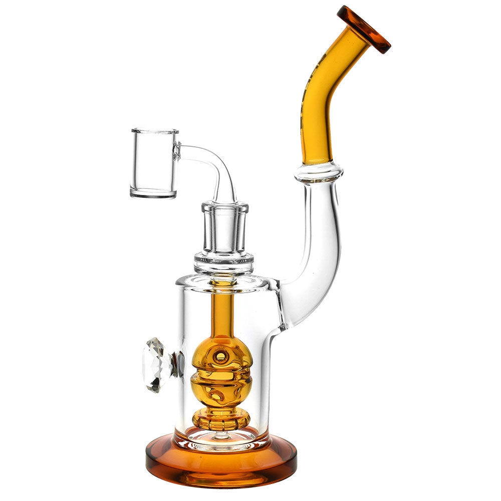 Pulsar Treasured Jewel Dab Rig, 9.25" tall, 14mm female joint, with a bent neck and clear glass