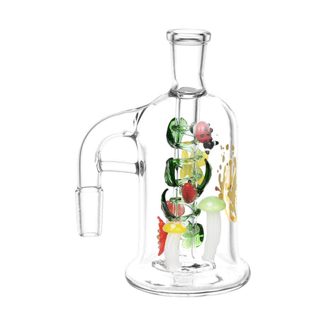 Pulsar Trippy Garden Ash Catcher with 14mm joint, 45-degree angle, featuring colorful glass artwork