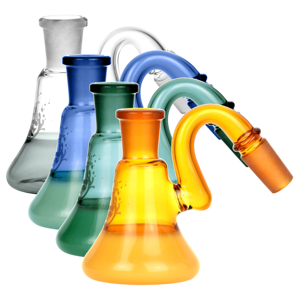 Assorted Pulsar Two Tone Bent Neck Ash Catchers in Borosilicate Glass, 45/90 Degree Joint