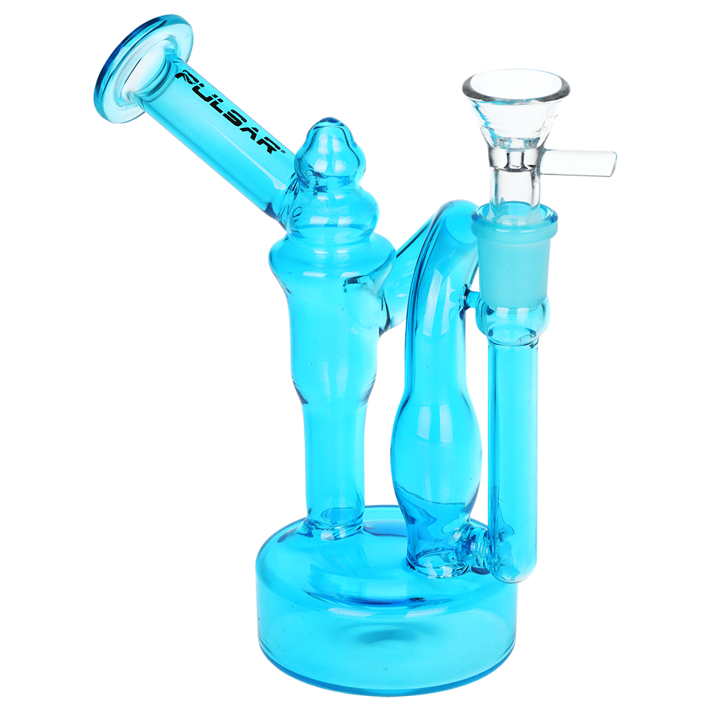 Set of three Pulsar recycler bongs, 6 inches tall, each with a 14mm male herb slide and a handle