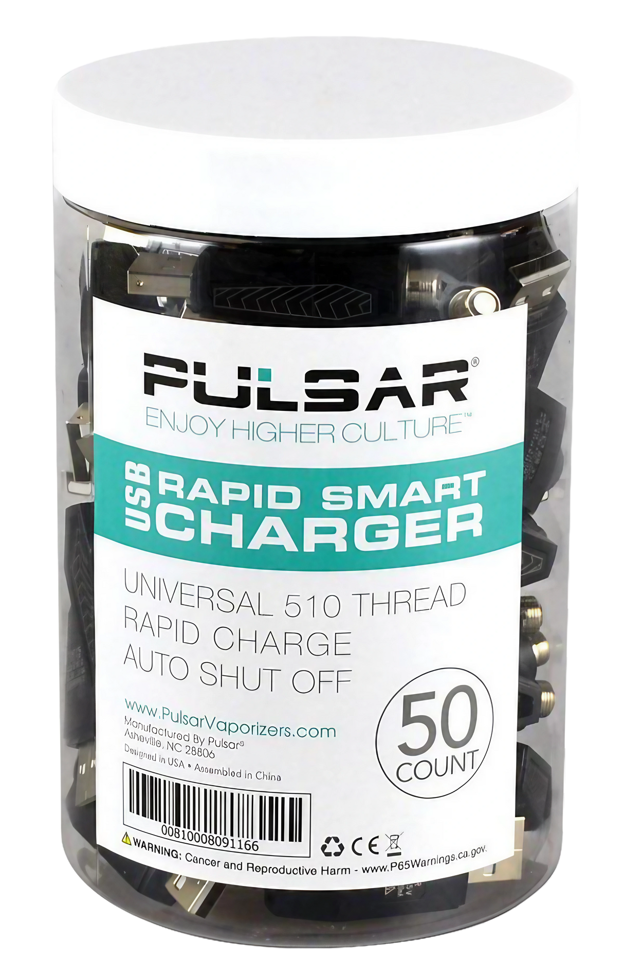 Pulsar USB 510 Thread Smart Charger 50pc display, front view on white background