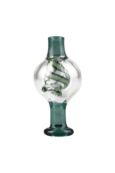 Pulsar UV Reactive Bubble Swirl Carb Cap made of Borosilicate Glass, front view on seamless background