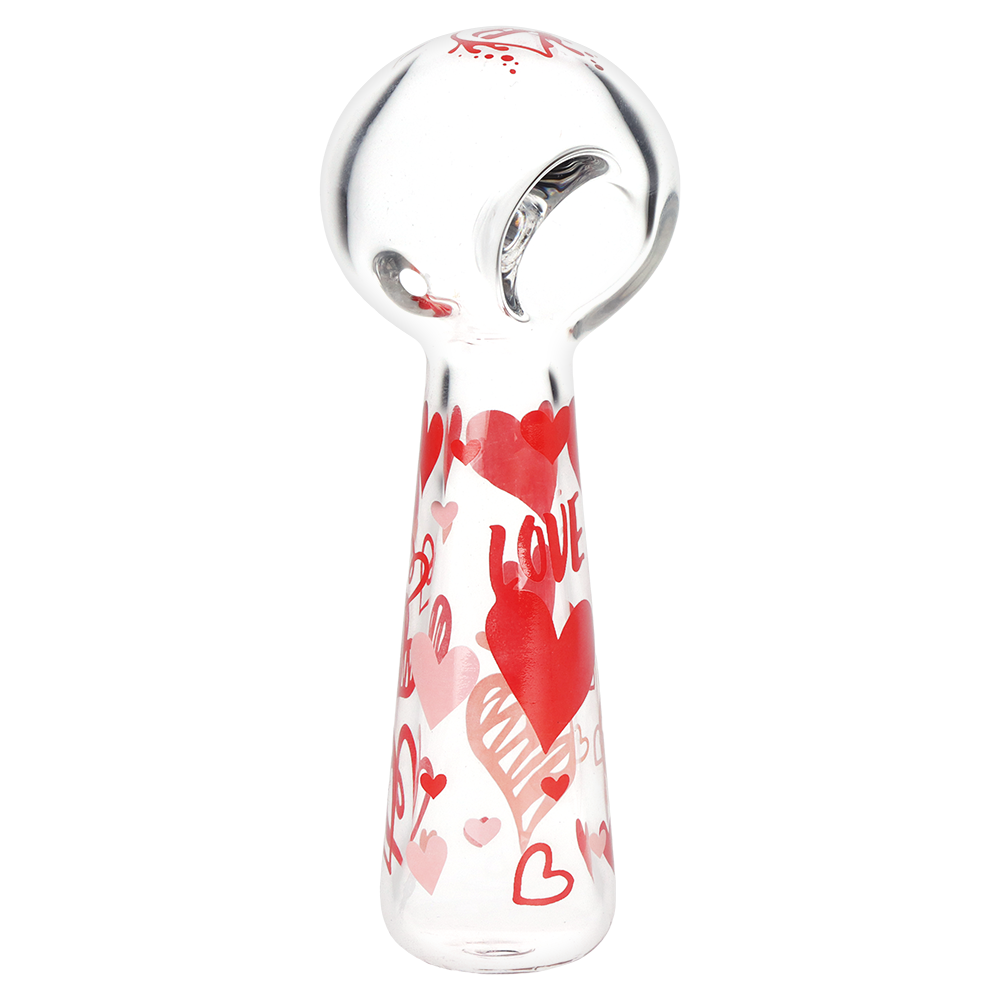 Pulsar Valentine's Hearts 'n' Roses Glass Herb Pipe Duo | 10" | 14mm F
