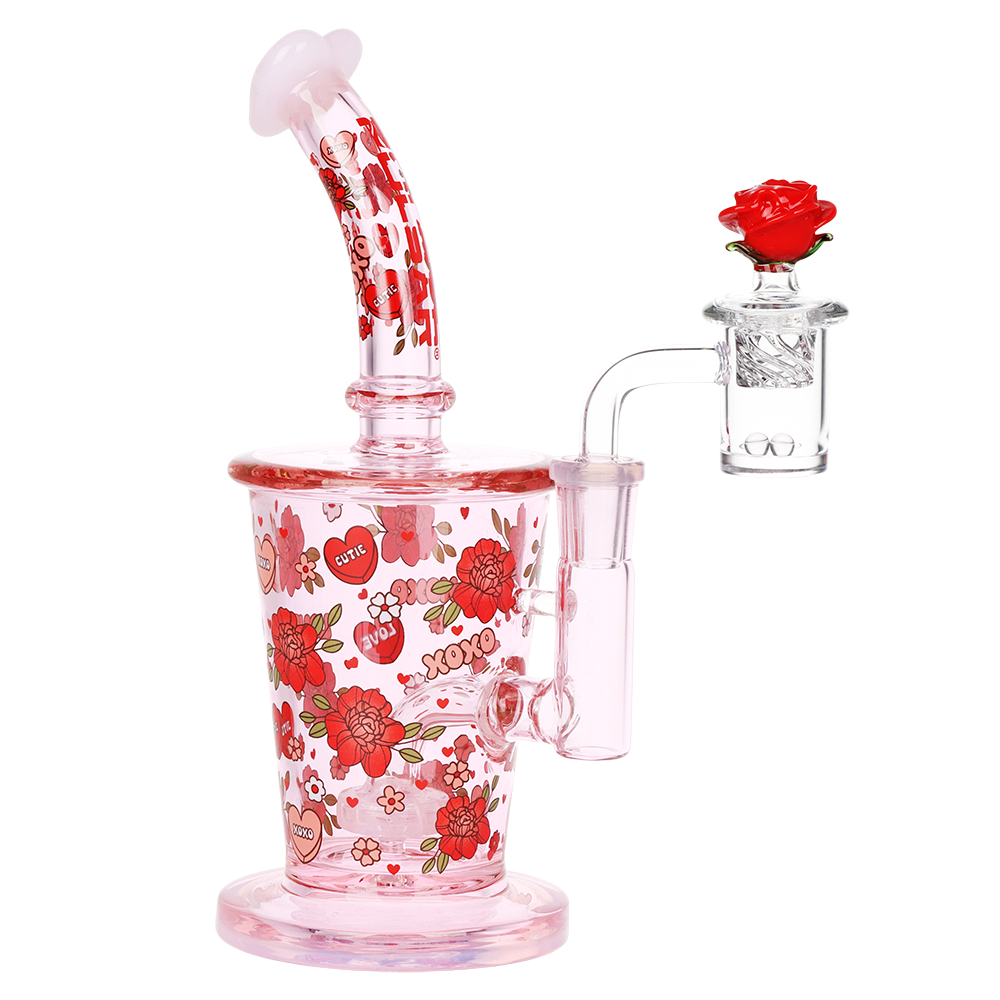 Pulsar Valentine's Rose Glass Dab Rig Set | 8.25" | 14mm F
