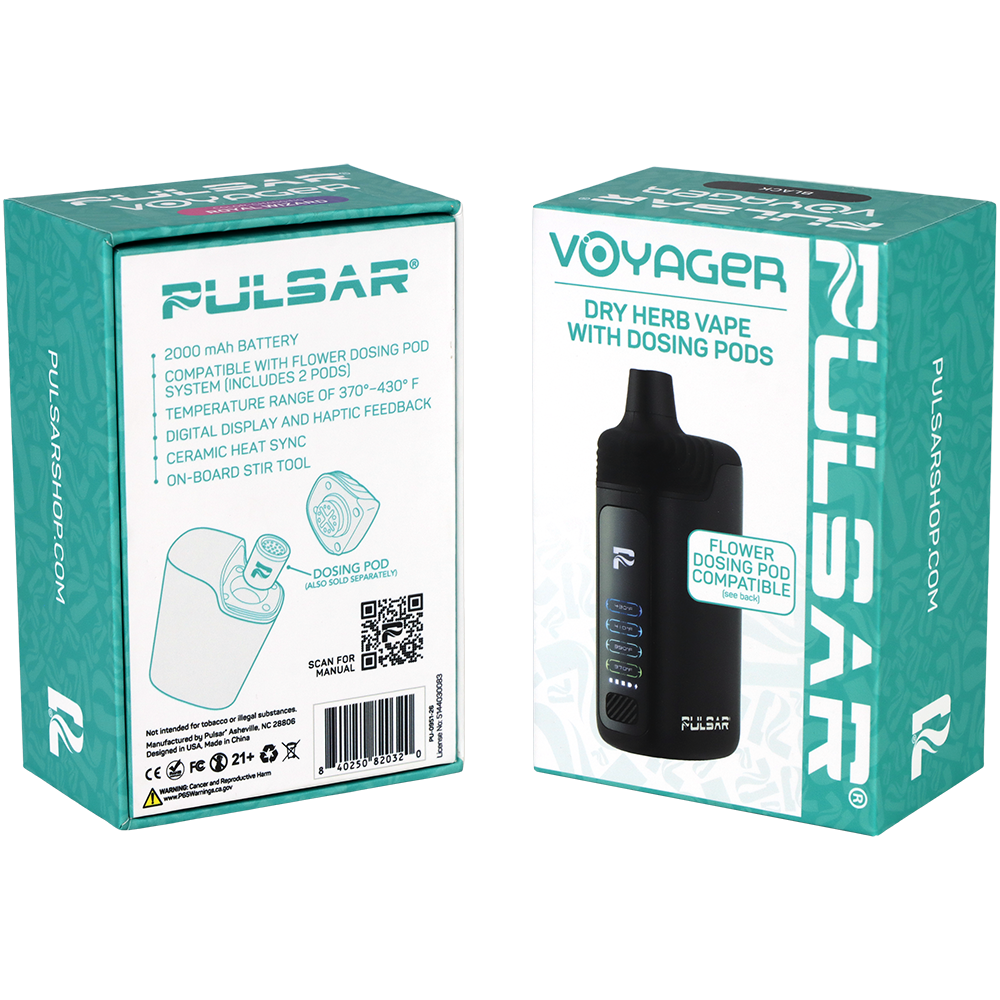 Pulsar Voyager dry herb vaporizer in Thermo Acid Splash with a ceramic heat sink mouthpiece interior