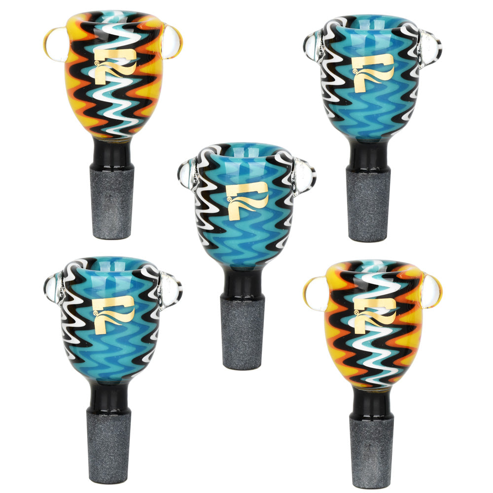 Pulsar Wig Wag 14mm Male Joint Herb Slides, Assorted Colors, 5PC Set, Top View