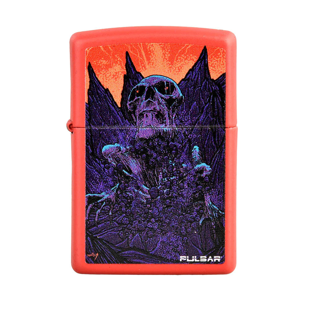 Pulsar Zippo Lighter Series 3 in Red Matte with Great Awakening Design - Front View
