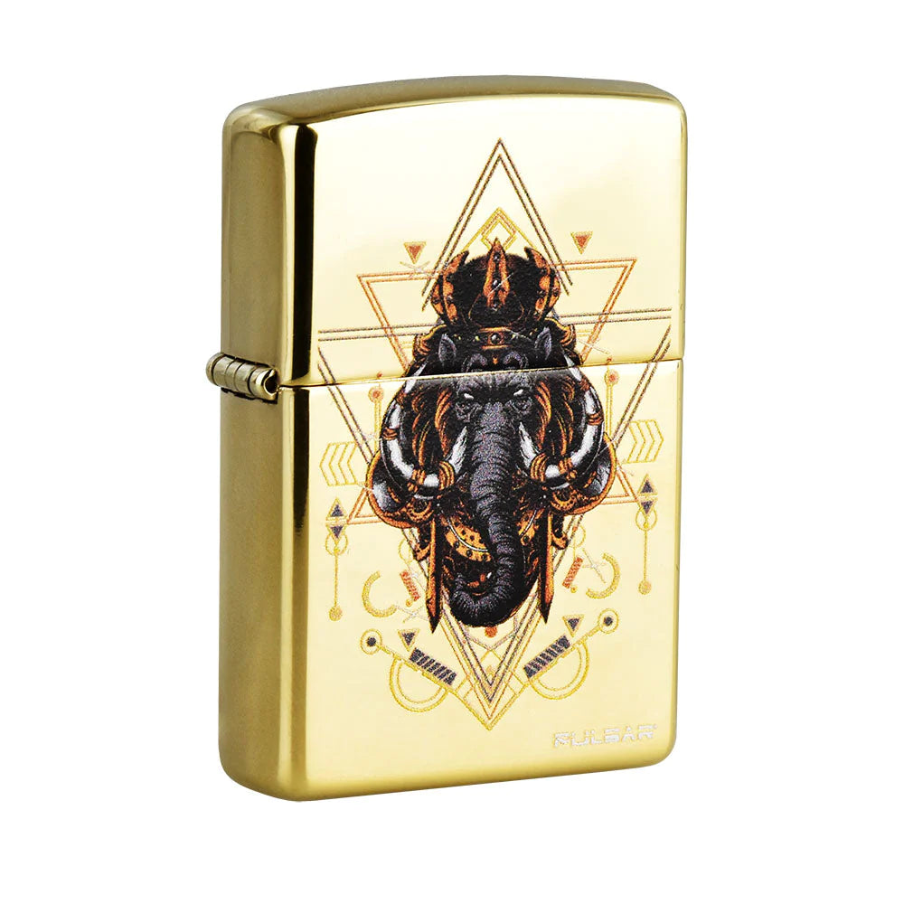 Pulsar Zippo Lighter Series 3 King Mammoth design on High Polish Brass