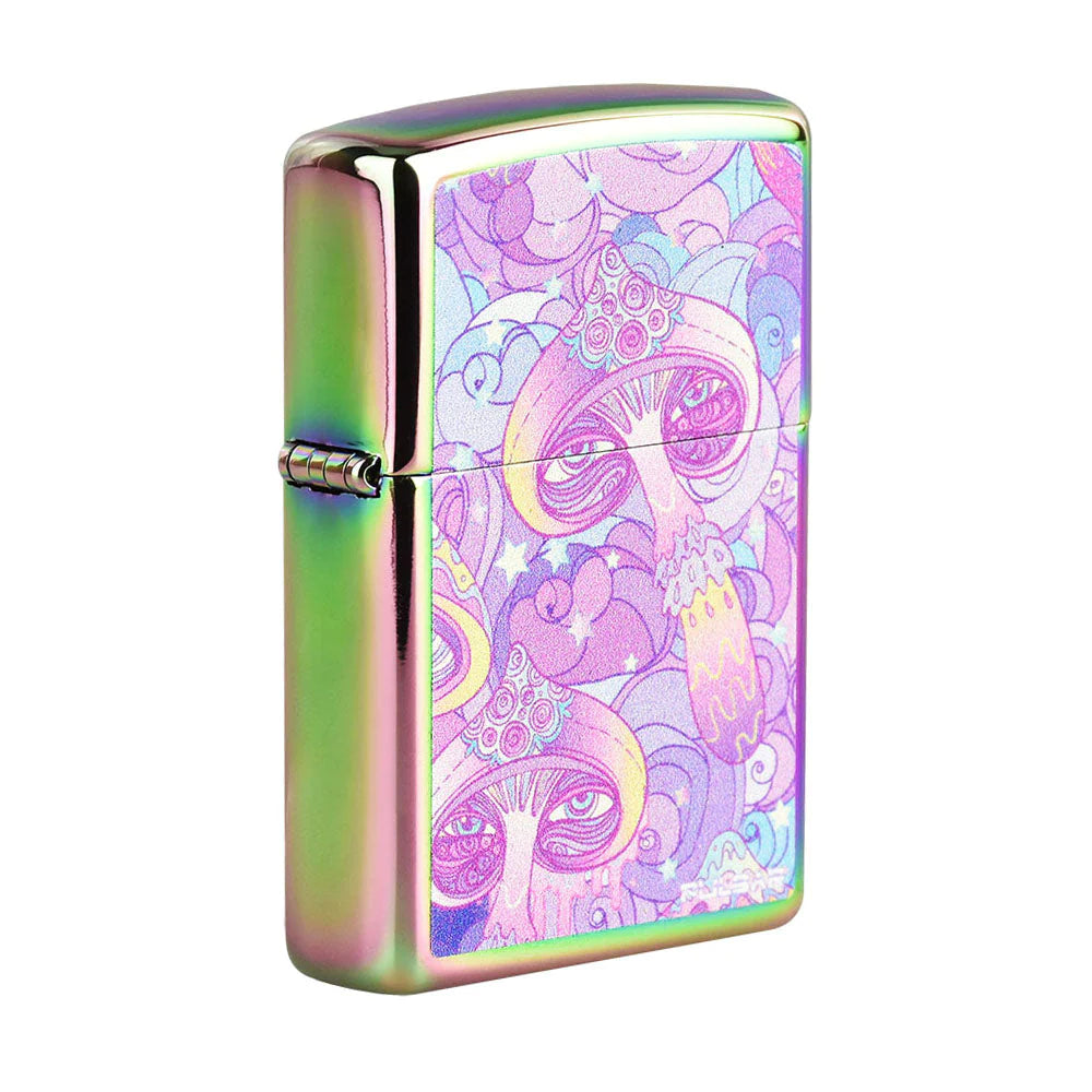 Pulsar Zippo Lighter Series 3 Melting Shrooms Spectrum, vibrant psychedelic design, front view