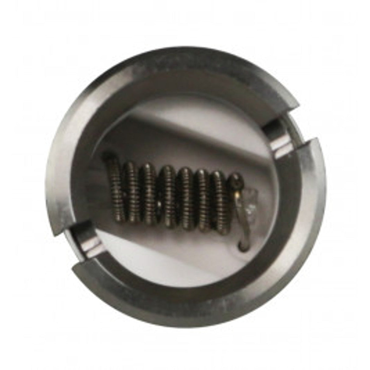 Pulsar Hell Fire Coil with Clapton .65ohm, top view showing the intricate metal coil design