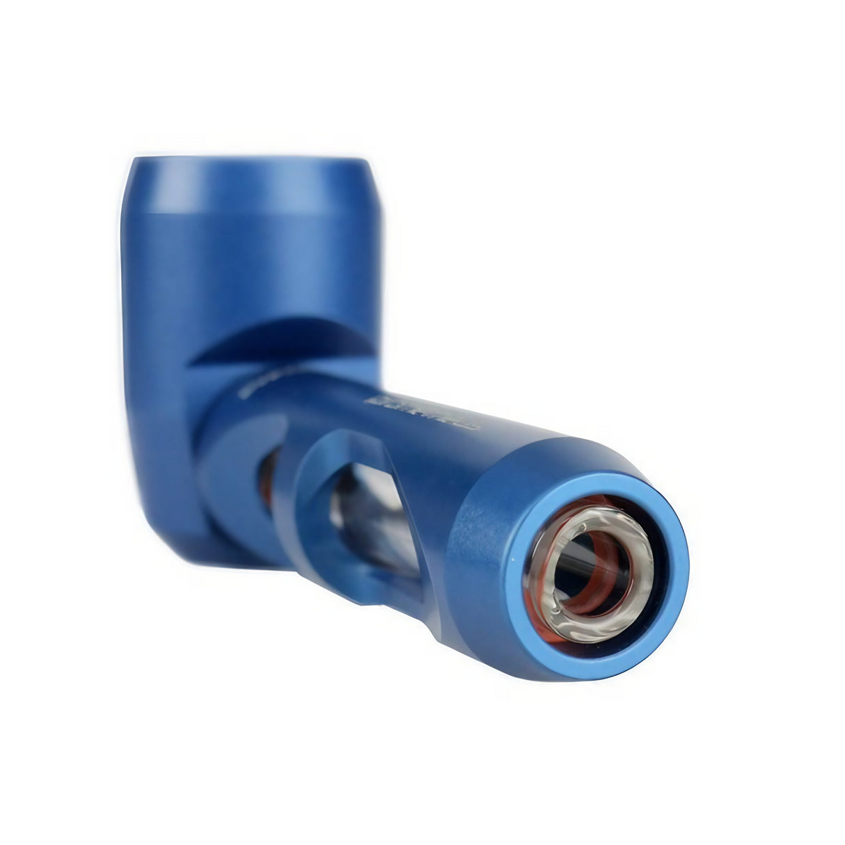 Blue Pyptek Prometheus Pocket Pipe with Borosilicate Glass and Aluminum Body, Side View