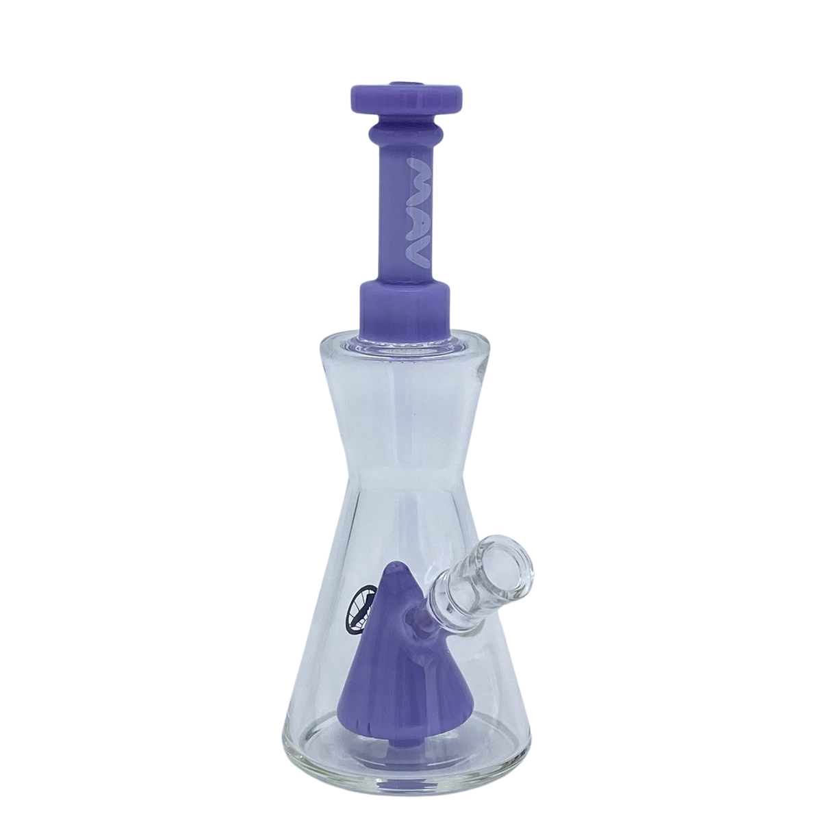 MAV Glass - Pyramid Hourglass Bong - Front View with Purple Accents
