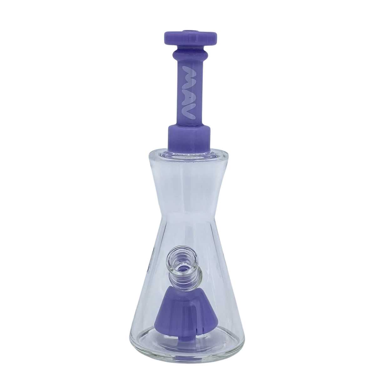 MAV Glass 10" Pyramid Hourglass Bong with Honeycomb Guard & Purple Neck