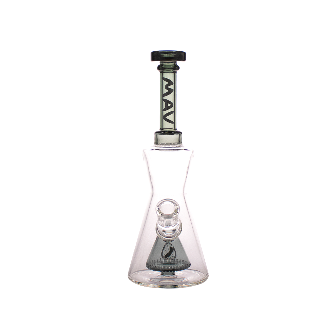 MAV Glass 10" Pyramid Hourglass Bong with Color Neck and Honeycomb Guard - Front View