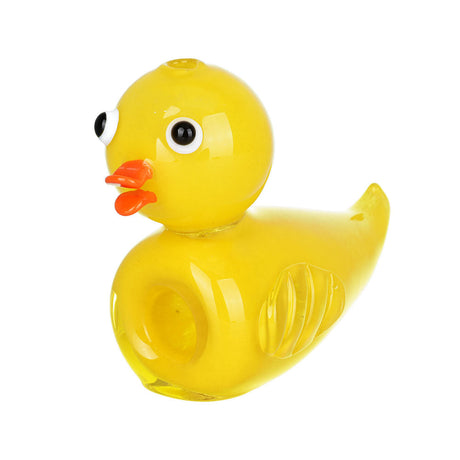 Quack is Wack Ducky Glass Pipe, 4.5" Borosilicate, Clear Yellow, Novelty Design, Front View