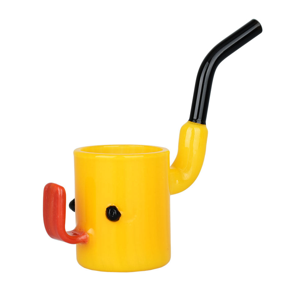 Quacktastic Duck Hand Pipe front view, 4.75" borosilicate glass with deep bowl for dry herbs