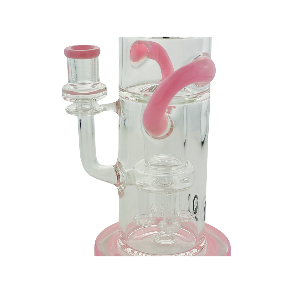 MAV Glass Quad Love Long Neck Double Intake Incycler Dab Rig with Pink Accents