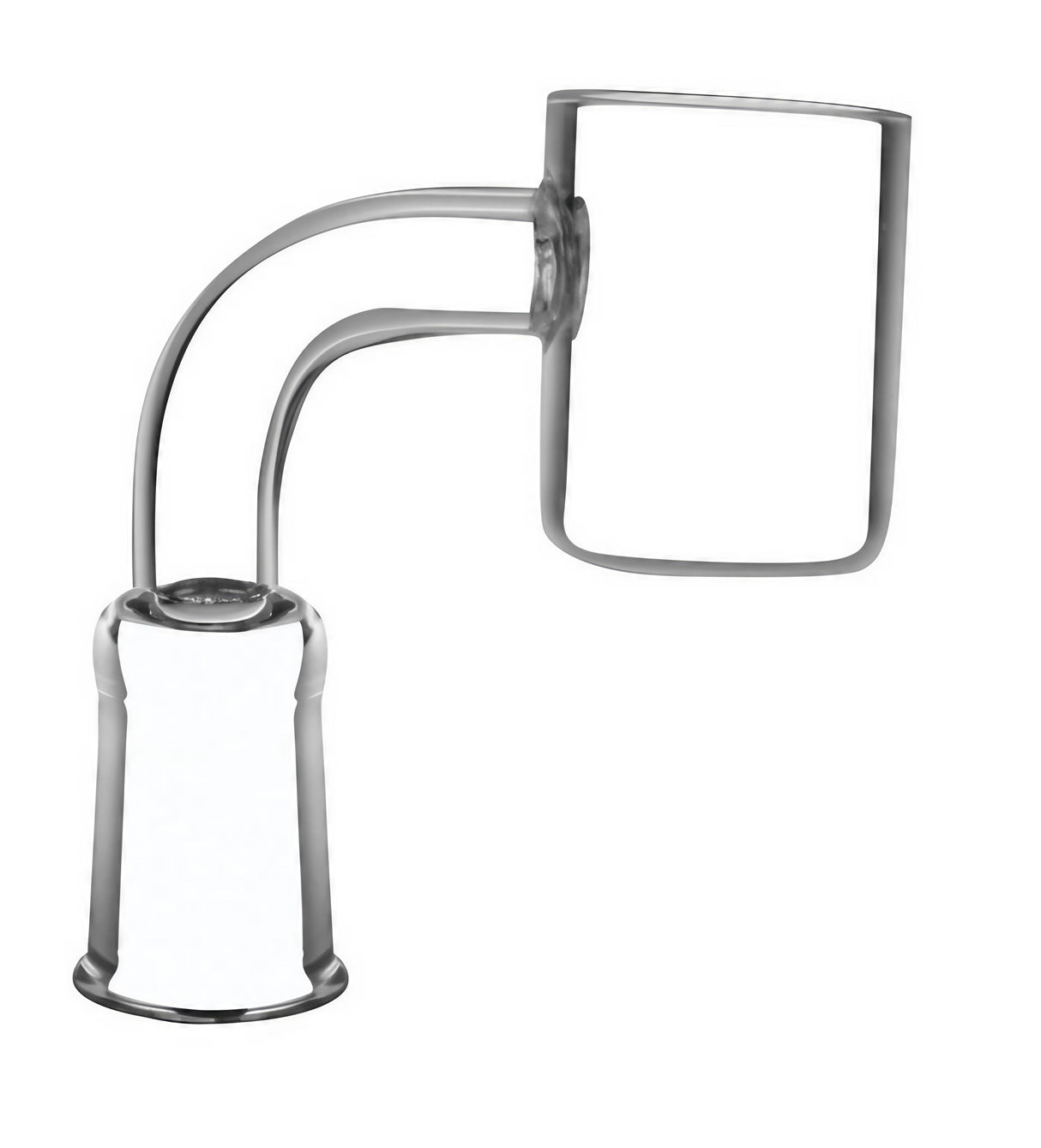 14mm Female Quartz Banger Nail at a 90 Degree Angle for Dab Rigs, Isolated on White Background